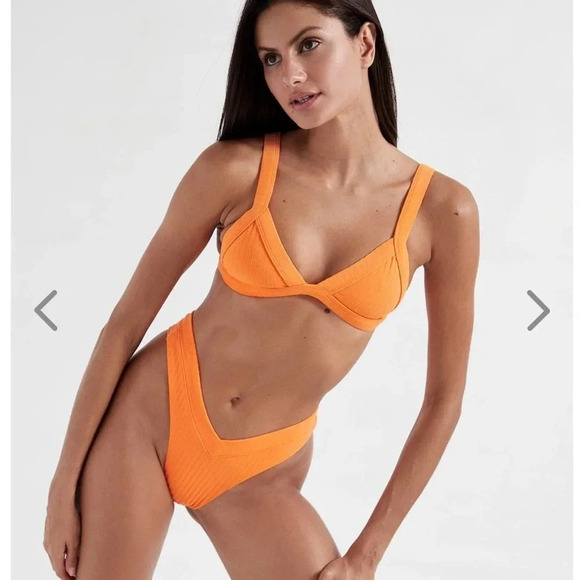 NWT OneOne Swimwear Bikini Set Orange Carrot Jesse Kameron NEW Cheeky Small - Picture 1 of 6